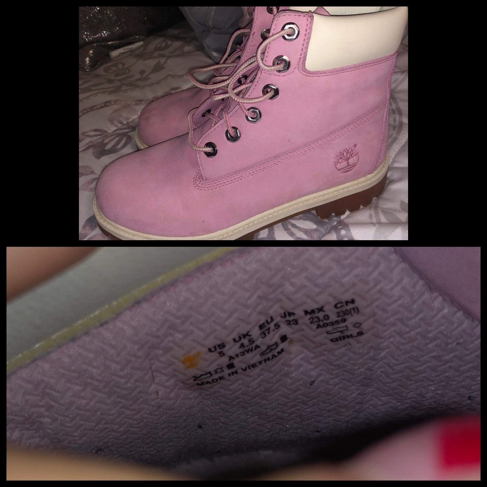 Pink timberland boots
